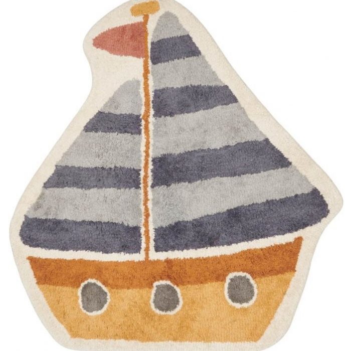 Vloerkleed Kinderkamer Zeilboot Blauw