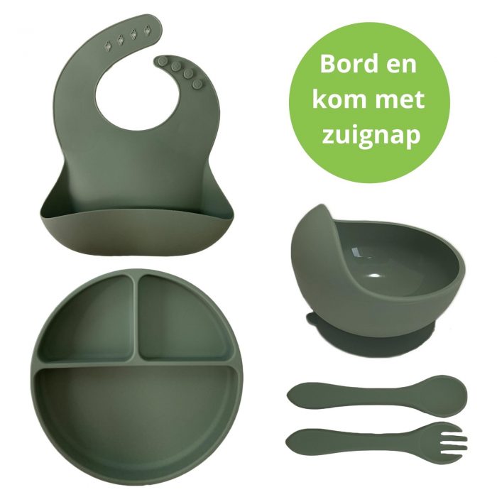 kinderservies zuignap sage groen